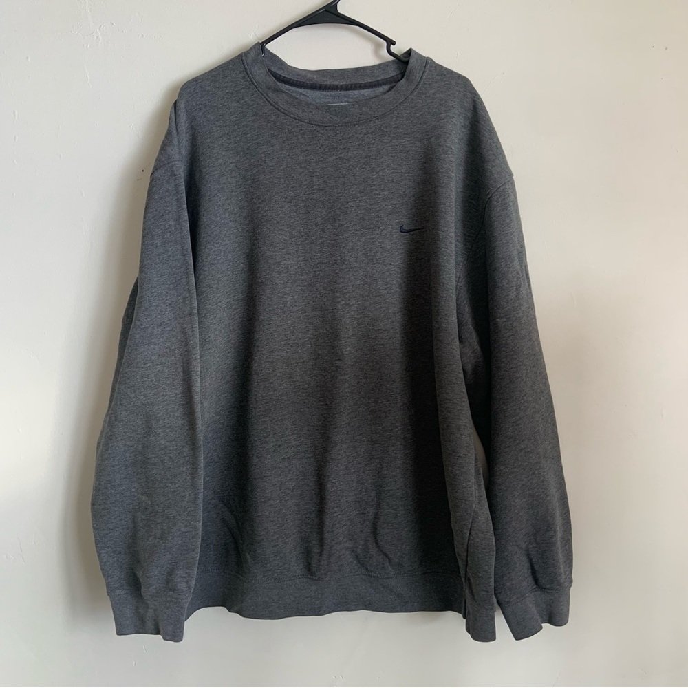 Vintage Y2K Nike Sweatshirt Men's 2XL Gray Mini Swoosh Crewneck Pullover